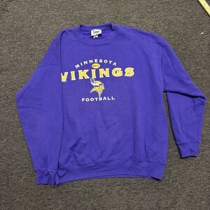 Vintage Lee Sport Minnesota Vikings Sweatshirt Large Purple Yellow Crewneck